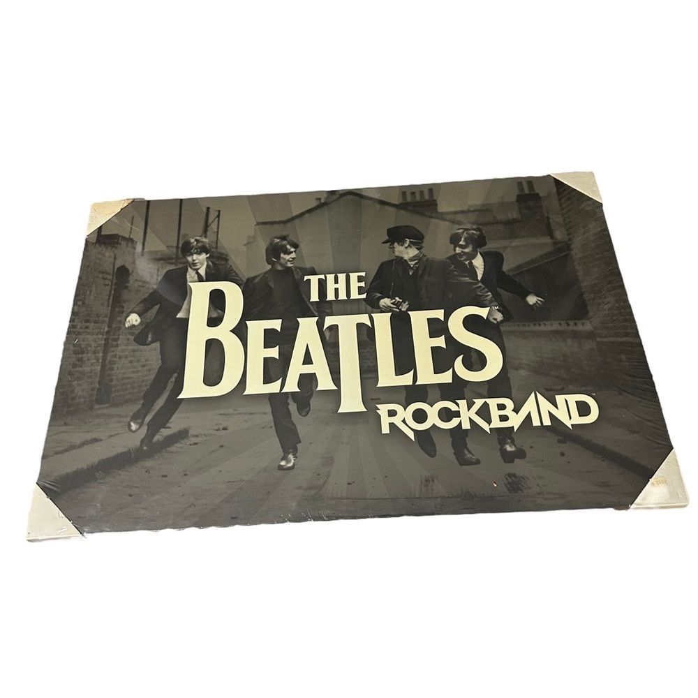 The Beatles Rock Band Game 2009 Canvas on Wood Wall Hanging Art Large 24x36” NIP